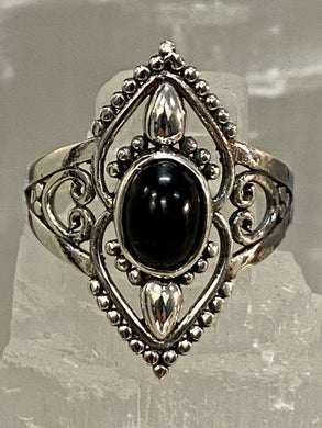 Black Onyx Filigree Oval Sterling Silver Ring