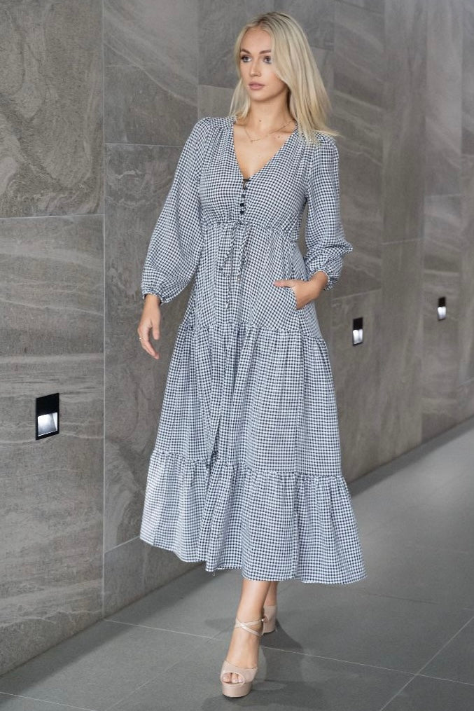 Grey on sale gingham dress