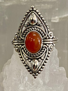 Bamboo Coral Filigree Oval Sterling Silver Ring