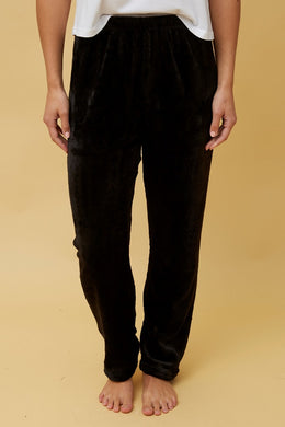 Black Print Plush Pyjama Pants