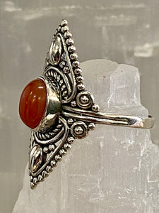 Bamboo Coral Filigree Oval Sterling Silver Ring