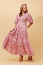 Load image into Gallery viewer, Tiered  Lace Trim Maxi  Dress - Musk Pink