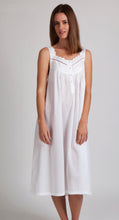 Load image into Gallery viewer, Arabella sleeveless nightie in white with lace straps and V neckline
