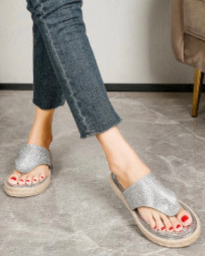 Lav-ish Hemp Rope Sandals - Silver