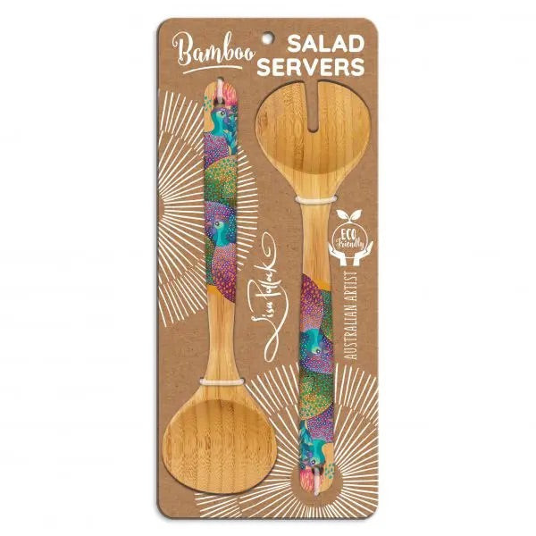 Bamboo Salad Servers Colourful Guineas