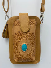 Load image into Gallery viewer, Stone Zip Round Phone Wallet Bag - Vintage Brown