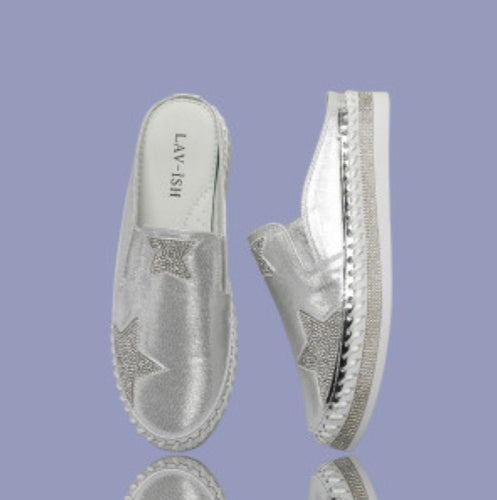Lav-Ish Silver Slides with Star