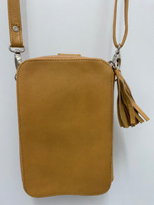 Stone Zip Round Phone Wallet Bag - Vintage Brown