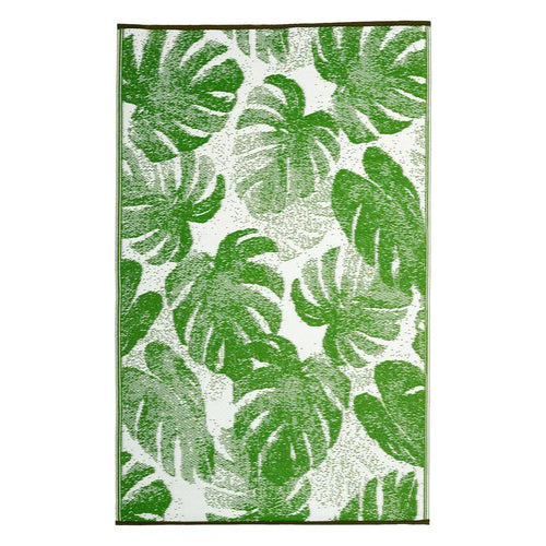 Panama Lime Green Botanical Recycled Plastic Outdoor Rug