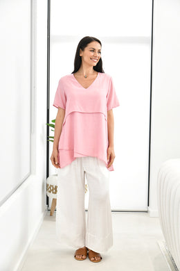 Fine layered Top - Pink