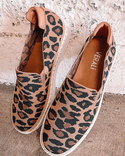Queen Slip on Sneakers - Nude Leopard Knit