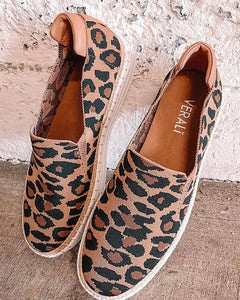 Queen Slip on Sneakers - Nude Leopard Knit