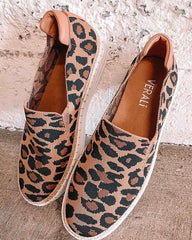 Queen Slip on Sneakers - Nude Leopard Knit